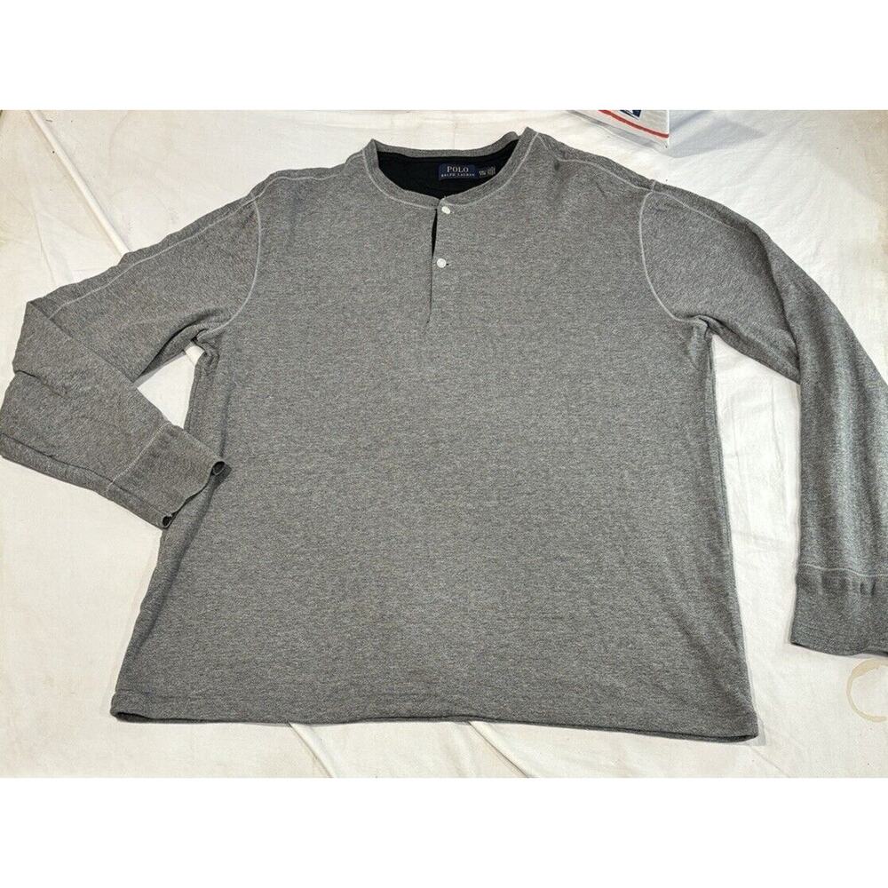 Polo Ralph Lauren Henley Sweatshirt Mens Size XXL 2XL Long Sleeve Gray